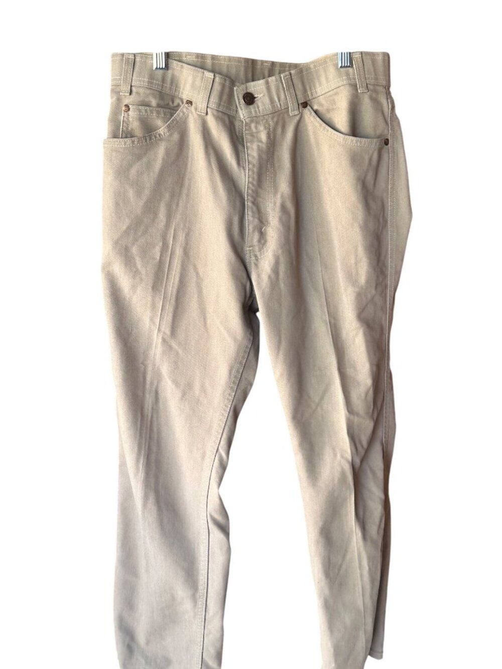 Levi's Size 34x30 Straight-Leg Jeans Embroidery Pocket Belt Loops Zipper Beige